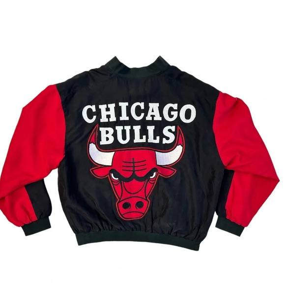 Chicago Bulls JH Silk Lightweight Black & Red Jacket Size Large - Picture 2 of 13